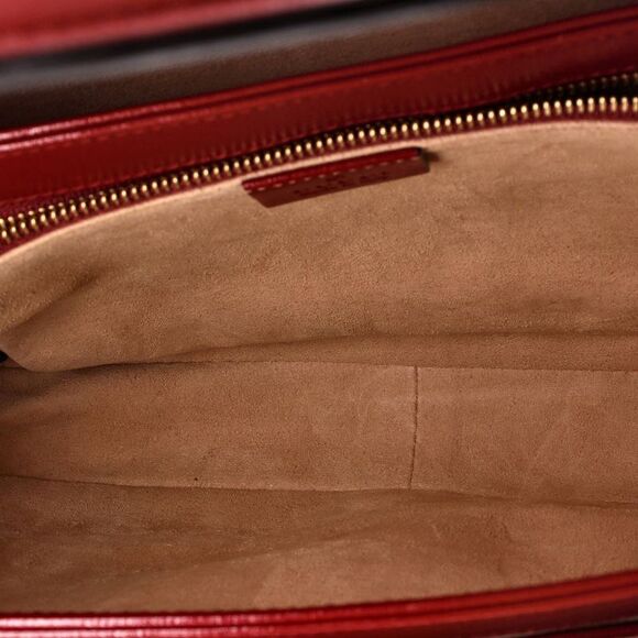 Gucci Horsebit 1955 Shoulder Bag GG Coated Canvas Small Brown, Red - Picture 5 of 6